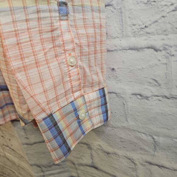 Columbia PFG Sun Drifter II Shirt Womens 2X Orange Plaid - Picture 2 of 5
